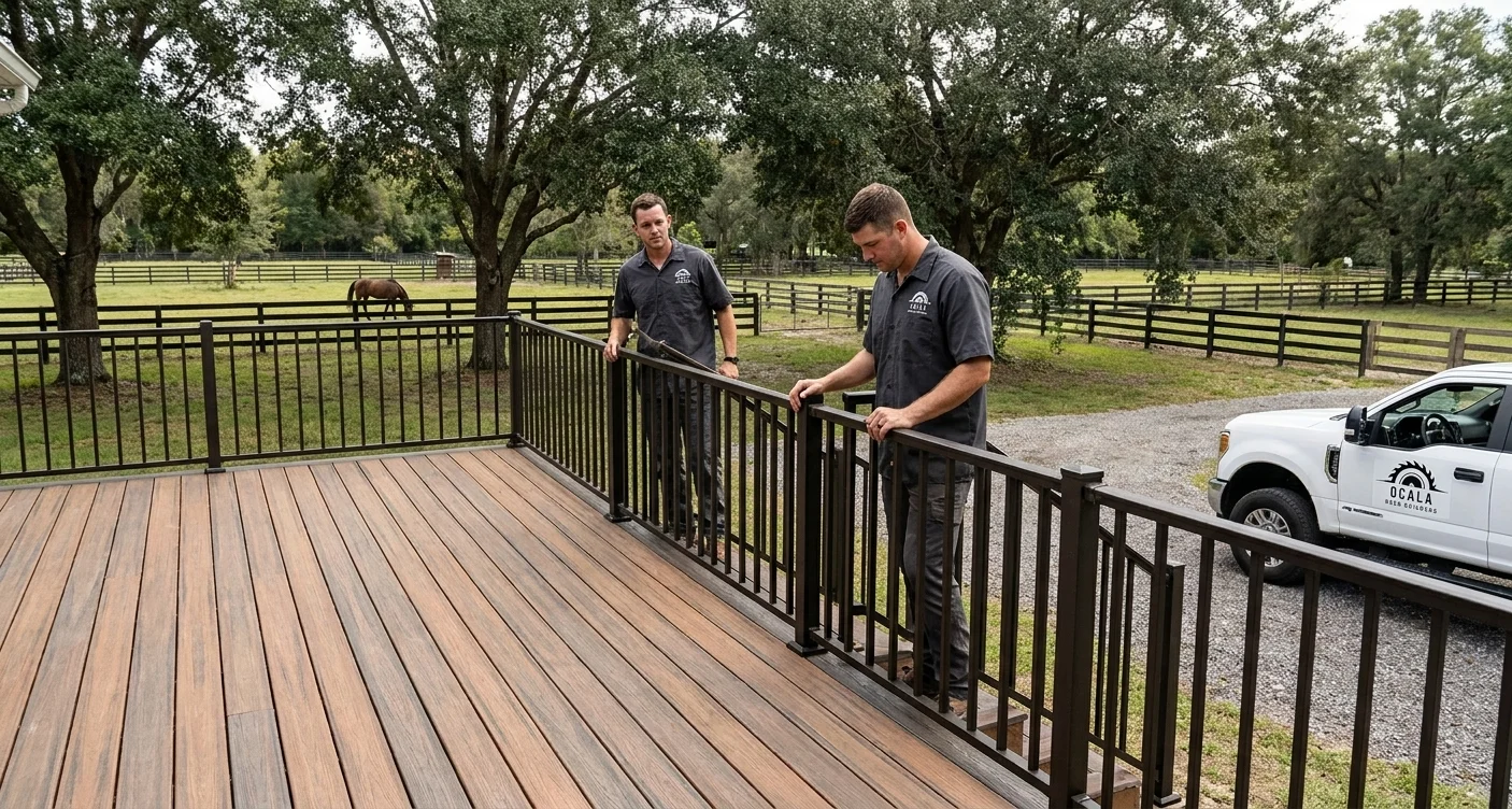 Ocala Deck Builders composite Trex deck with railing