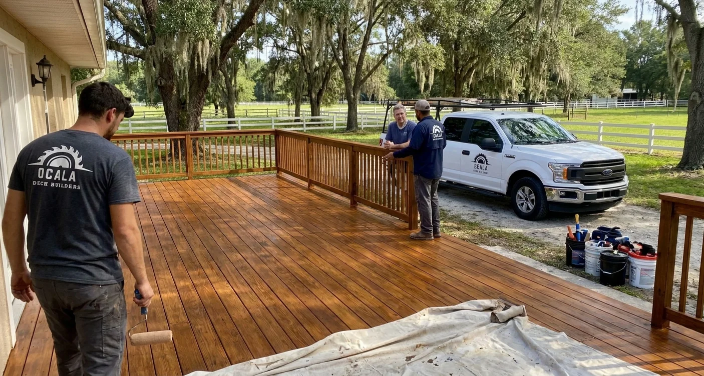 Ocala Deck Builders deck repair and staining project